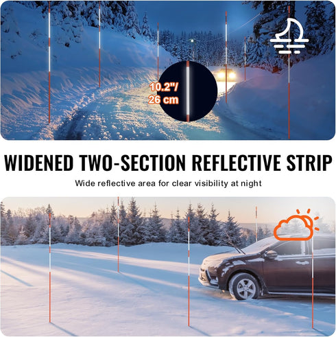 30 48 inch, 0.31 inch 12" VEVOR Driveway Markers, PCS Diameter, Orange Fiberglass Poles Snow Stakes with Reflective