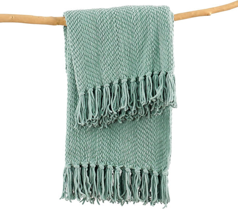 Home Soft Things Throw Blanket, Knitted Tweed, 50'' x 60'', Silver Blue, Cozy Warm Comfortable