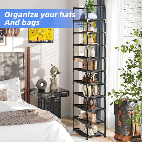 Closet, 10 20 Simple Trending Tall Shoe Rack for Tiers Narrow Shoe Shelf Holds Pairs, Shoe Organizer Storage