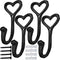 ZEYU Heavy Duty Coat Hooks, 4pcs Cast Iron Love Heart Shape Wall Hooks for Hanging Coats, Black No Rust