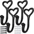 ZEYU Heavy Duty Coat Hooks, 4pcs Cast Iron Love Heart Shape Wall Hooks for Hanging Coats, Black No Rust