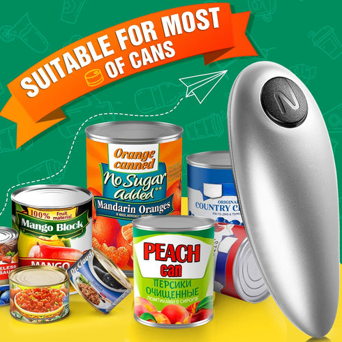 Battery Operated Electric Can Opener, Automatic Opens Most Cans, Handheld Smooth Edge, One Touch Switch Kitchen Gifts