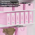 SheetCube 6 Pack Bed Sheet Organizers and Storage - Foldable Linen Closet Organizer with Window and Label, Pink
