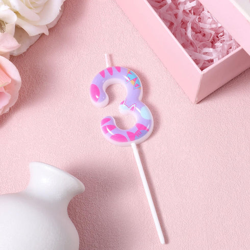 BOXOB 3) Cat Themed Birthday Number Candle, Cartoon Dollhouse Kitten Birthday Decorations Kitty Cat Numeral Cupcake