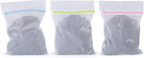 Mesh Laundry Bags 6-Pack, Medium 16 x 12 Inch Colorful Zipper Wash Bag for Delicates, Travel Storage, Underwear