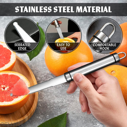 Stainless Steel Curved Grapefruit Knife - Serrated Kitchen Knife, Small Fruit Knife, Citrus Cutter, Chef Knife