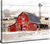 Rustic Farmhouse Canvas Print - Country Red Barn Pictures Wall Art with Windmill and Highland Cow for Kitchen Living