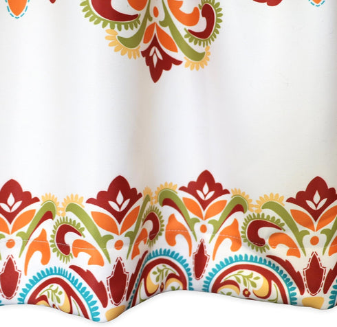 Lush Decor Clara Valance Paisley Damask Print Single Curtain, 18” x 52”, Turquoise and Tangerine Bohemian Style