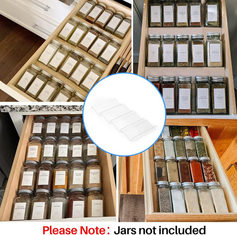 Clear Acrylic Spice Drawer Organizer, 4 Tier- 1 Set Seasoning Jars Drawers Insert, Kitchen Spice Rack Tray for Drawer/Countertop (Jars not included) by MIUKAA