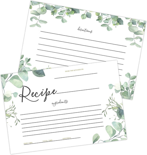 Your Main Event Prints 50 Eucalyptus Double-Sided Recipe Cards – Perfect for Weddings, Bridal Showers, and Special