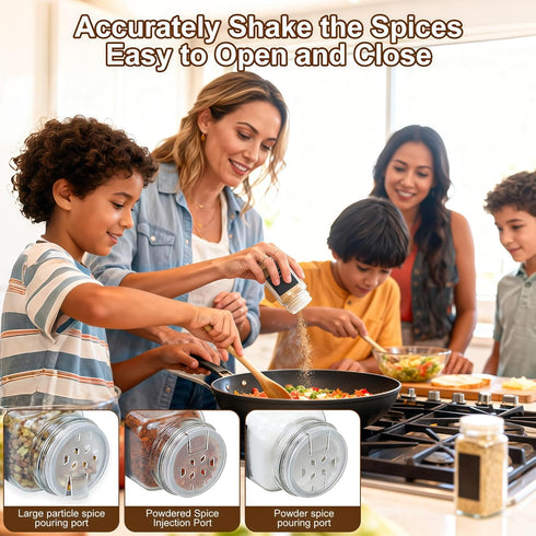 24 Label-4oz Lids,3 Sets 1 2 (24) Glass Spice Jars with Spice Containers with Lids and Shaker of Spice Labels