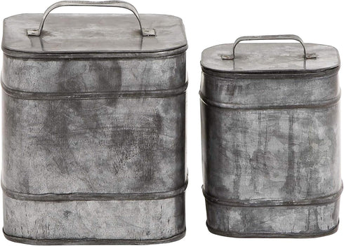 Deco 79 Decorative Canisters Set of 2, 8" & 7"H, Silver Metal Decorative Containers Keepsake Boxes