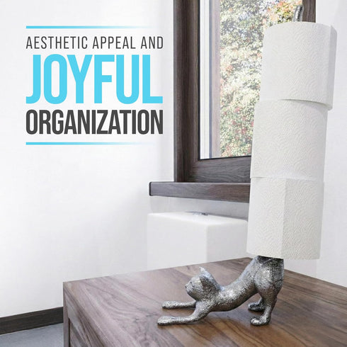 18.5" Comfify Yoga Cat Decorative Paper Towel Holder or Toilet Paper Holder - Adorable Downward Dog Pose Kitty- Cast