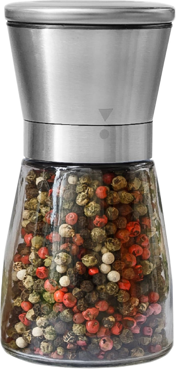 Pepper Grinder or Pepper Mill - Manual Salt Grinder Refillable with Adjustable Coarseness