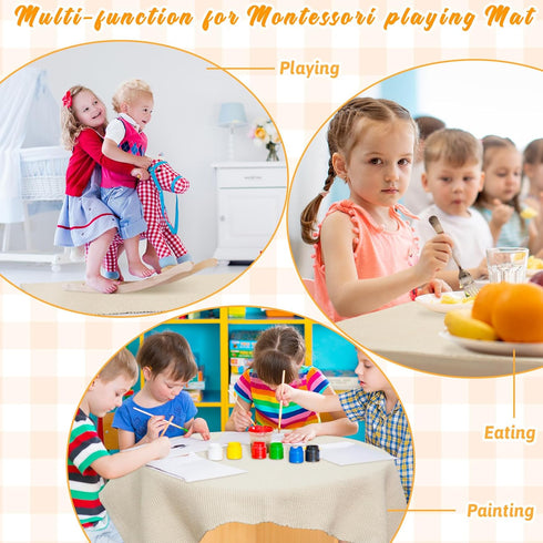 VitalCozy 3 (31.5 23.6 Inch) Pcs Montessori Mat Montessori Classroom Rug Materials Children Playing Mat Cotton Working