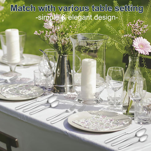 E-far Matte Silverware Set for 4, 20 Pieces Stainless Steel Flatware Set with Square Handle, Dishwasher Safe