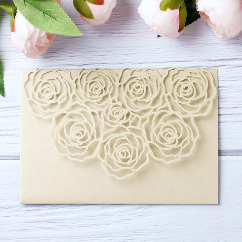 20 Pcs Laser Cut Wedding Invitations Card Pocket - with Envelope for Birthday Party, Baby or Bride Shower Invite