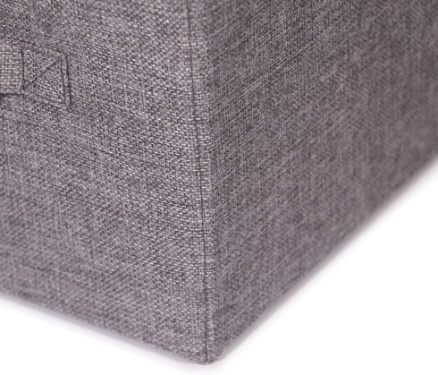 Set of 5 Gray Closet Organizer Bins with Handle, Fabric Foldable Storage Baskets for Home Office Clothes, Jumbo