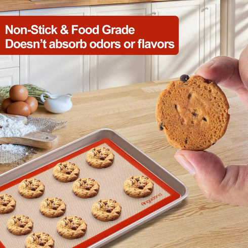 Silicone Baking Mat Set of 6, Non-Stick Food Grade Reusable Baking Mats, Round & Square Cake Mat, Easy Clean