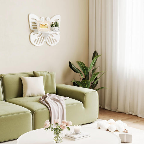 Butterfly Shaped Nursery Wall Deor Floating Shelf, Cute Wall Display Rack for Kids Room, Small Decorative Shelf Wall