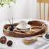 NAVORIX 17'' 13'' Counter Acacia Wood Serving Tray with Handles - x Round, Decorative Ottoman Trays for Breakfast, Home