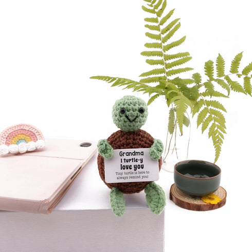 caiyjhao Crochet Interesting Mini Turtle, Inspirational Crochet Turtle, with Emotional Support Card, Lovely Wool