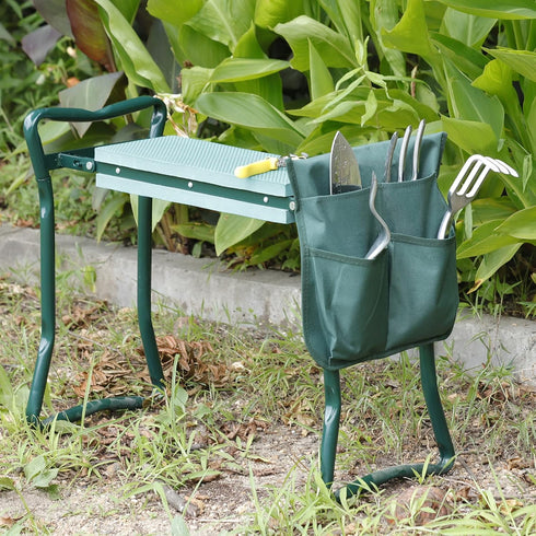 ZenStyle Foldable Garden Kneeler Seat with Tool Pouch Portable Garden Bench with EVA Foam Padded Kneeling Pad Gardening
