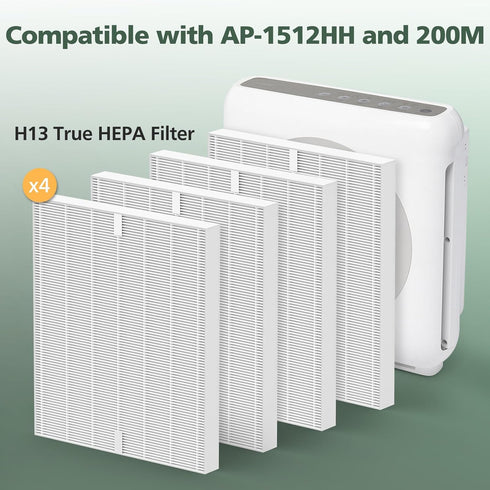 AP-1512HH Filter Set Replacement for Coway Airmega AP-1512HH and 200M Air Purifiers, 4 True HEPA Filters Only