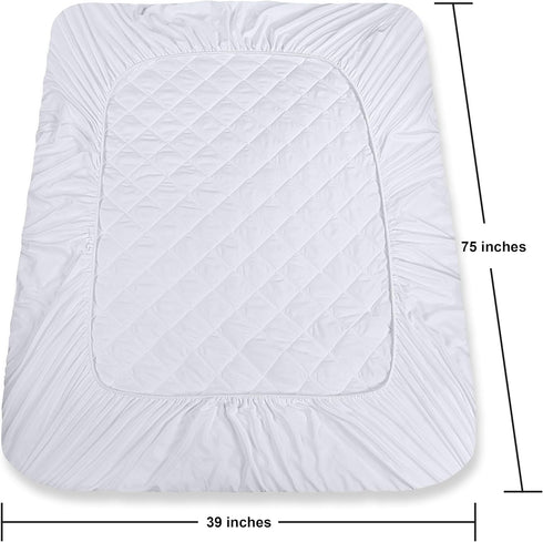 Utopia Bedding Quilted Fitted Mattress Pad (Twin), Elastic Protector, Machine Washable, White