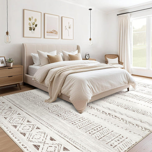 5x7 cotiled Area Rug Living Room: Washable Boho Rugs with Non Slip Backing Large Soft Indoor Stain Resistant Carpet
