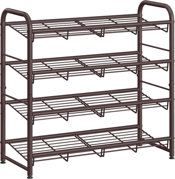 SONGMICS Stackable Shoe Rack, 4 Tier Metal Shoes Rack Storage Shelf, Holds
