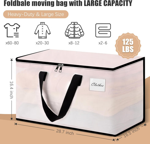 Heavy Duty Moving Bags - Extra Large Packing Bags and Storage Totes, Collapsible and Foldable for Moving and Storage,
