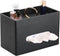 Rectangular Leather Tissue Box Cover with Storage Tray, Black Facial Tissue Holder for Bathroom, Office, Night Stand