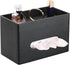 Rectangular Leather Tissue Box Cover with Storage Tray, Black Facial Tissue Holder for Bathroom, Office, Night Stand