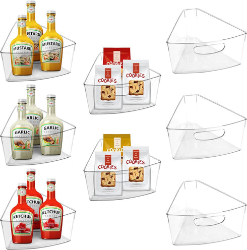 URALFA Lazy Susan Organizer Bins, Clear Turntable for Corner Kitchen Storage, 1/8 Wedge-BPA Free, 8 Pack