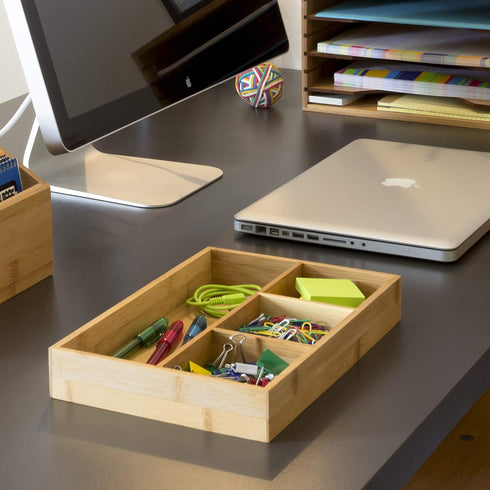 Lipper International Bamboo Wood 4-Compartment Organizer Tray, 11 5/8" x 7 7/8" x 1 3/4"