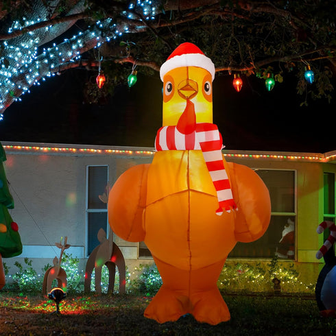 5 Ceenna ft Large Lighted Christmas Inflatable Chicken Built in Colorful LED Light up Inflatable Turkey Blow up Chicken
