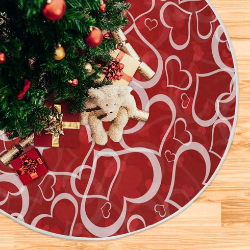 Valentine's Day Tree Skirt – Love Heart Christmas Tree Skirt for Holiday Party Decoration – 36 Inch