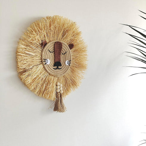 YarnieJiajia Bohemian Lion Head Wall Hanging Art for Nursery - Safari Themed Decor