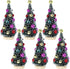 Winlyn 6 Pcs Artificial Mini Christmas Trees 4.3 Inch Frosted Green Bottle