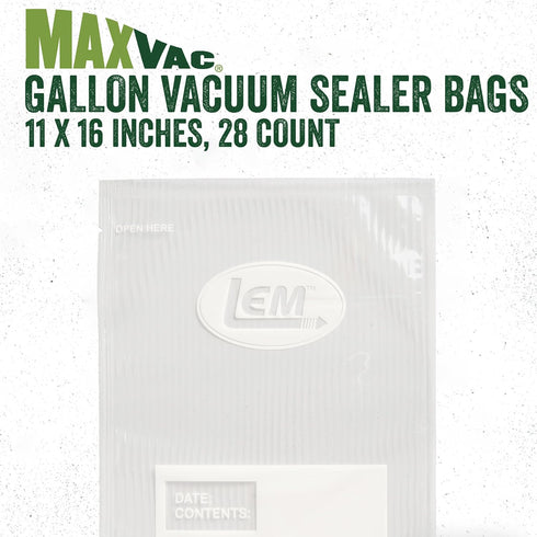 LEM Products MaxVac Gallon Vacuum Sealer Bags, 11 x 16 Inches, 28 Count