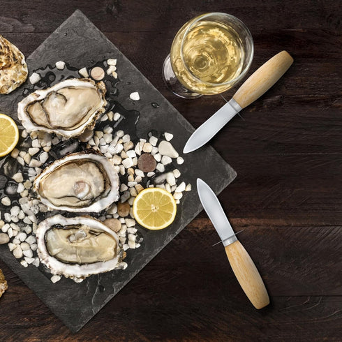 Oyster Shucking Knife - 12 Pack with Comfort Wood Handle, Professional Grade Cut Resistant Gloves