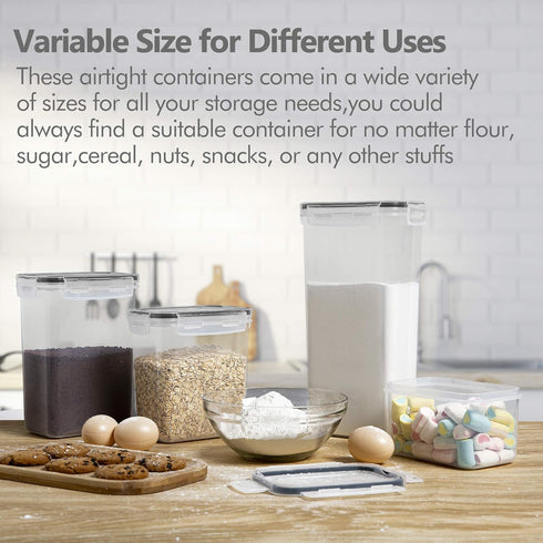 8 CHEFSTORY Airtight Food Storage Containers with Lids, PCS Plastic Storage Canisters for Kitchen & Pantry