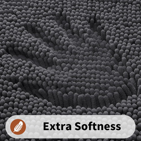 Yimobra Luxury Dark Gray Shaggy Toilet Bath Mat U-Shaped Contour Rugs, 24.4 x 20.4 Inches, Soft, Non-Slip,
