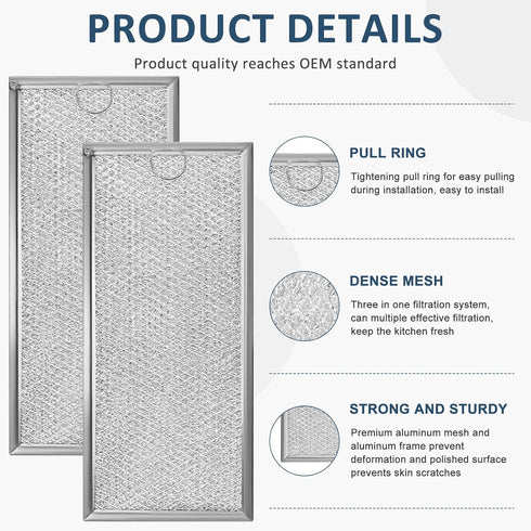 4 Pack Microwave Grease Filter - Compatible with Whirlpool and GE Microwaves, Approx 13" x 6" by AMI PARTS