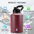BJPKPK One Gallon (128 oz) Insulated Water Bottle, Dishwasher Safe Stainless Steel Thermos, BPA Free Jug, Brick Red
