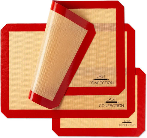 Last Confection Silicone Baking Mat - Set of 3 Non-Stick Professional Food Safe Tray Pan Liners