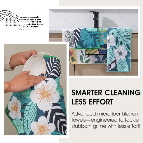 EYHIZP Set 4 Pack 15.7" 27.6" Waffle Kitchen Towels of x Quick Dry Microfiber Tea Dish Towel with Hanging Loop, Ultra