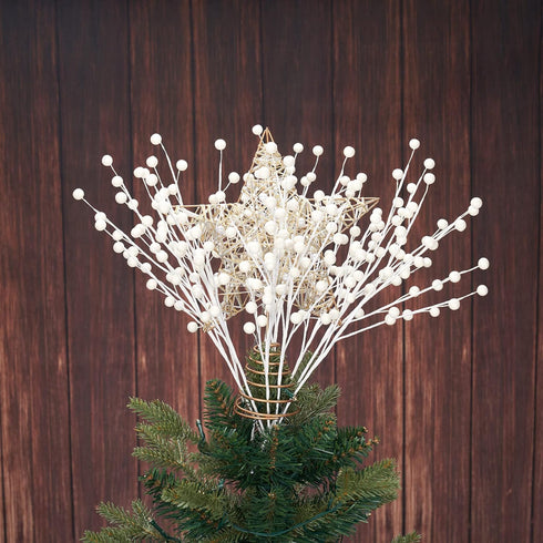 Set 12 14inches Christmas Berries Picks of Xmas Tree Decorations White Holly Berry Stems Decorative Artificial Floral