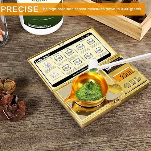 THINKSCALE 50g/0.001g Digital Milligram Scale, Gold Mg Scale with Calibration Weight for Reloading and Powder Medicine